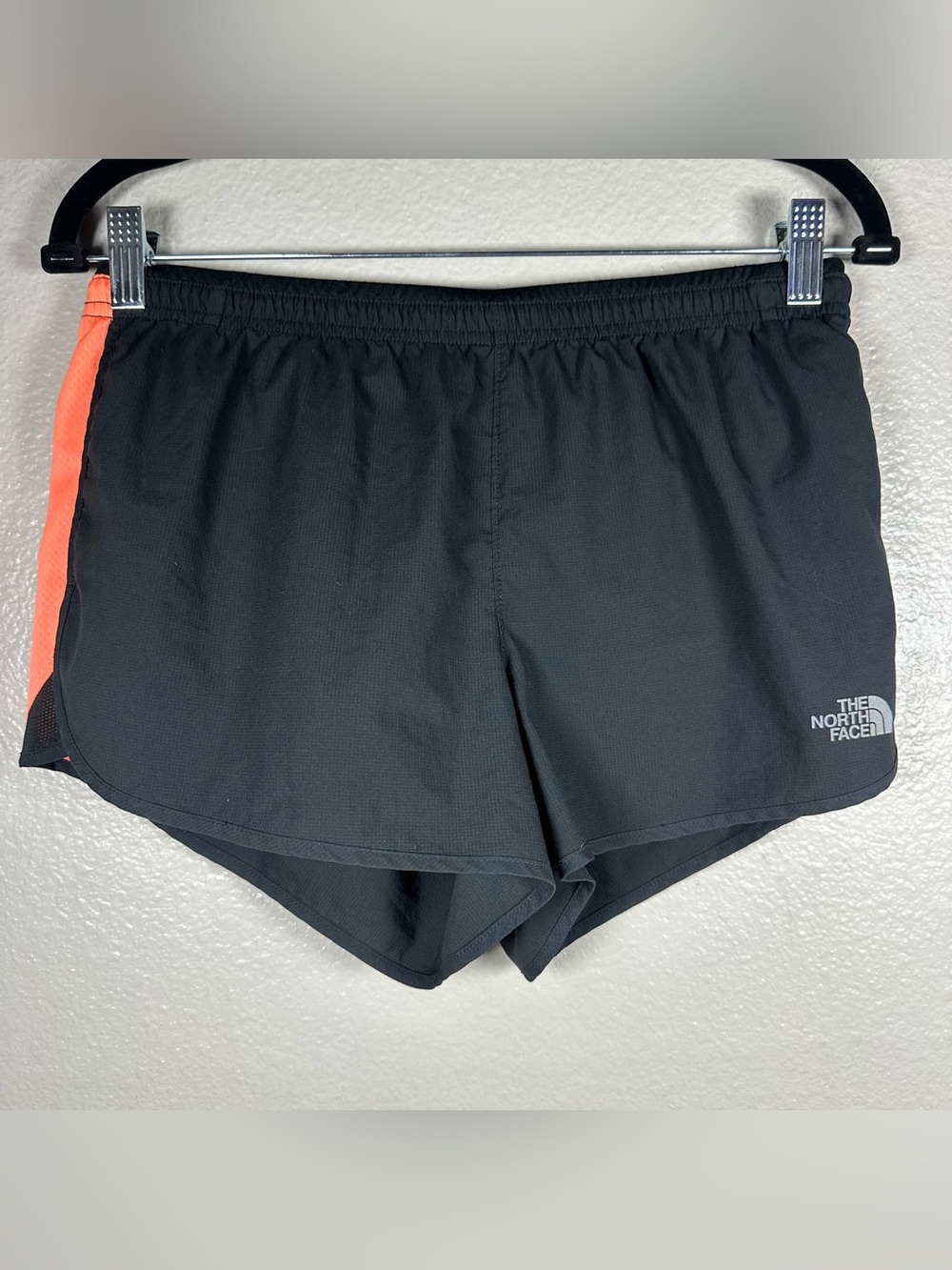 The North Face Flight Series Black Running Shorts with Coral Side Stripe SZ:M